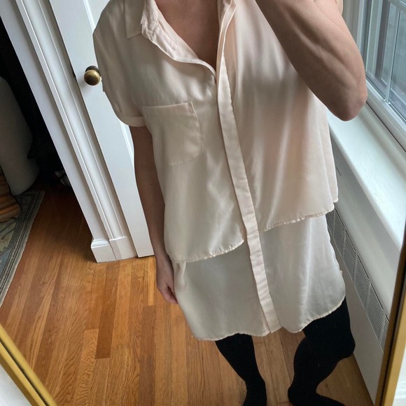 00s Forever 21 sheer peach shirtdress - Picture 3 of 3